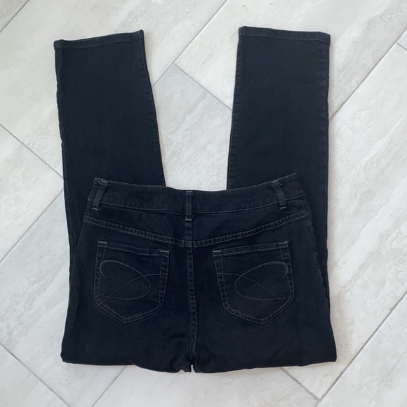 Chico’s Platinum Black Denim 5 Pocket Mid-Rise Straight Leg Jeans Chico Sz .5=6 - Picture 5 of 9